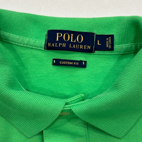 Polo Ralph Lauren Custom Fit Polo Shirt Mens Large L Green Purple Logo - Picture 4 of 9